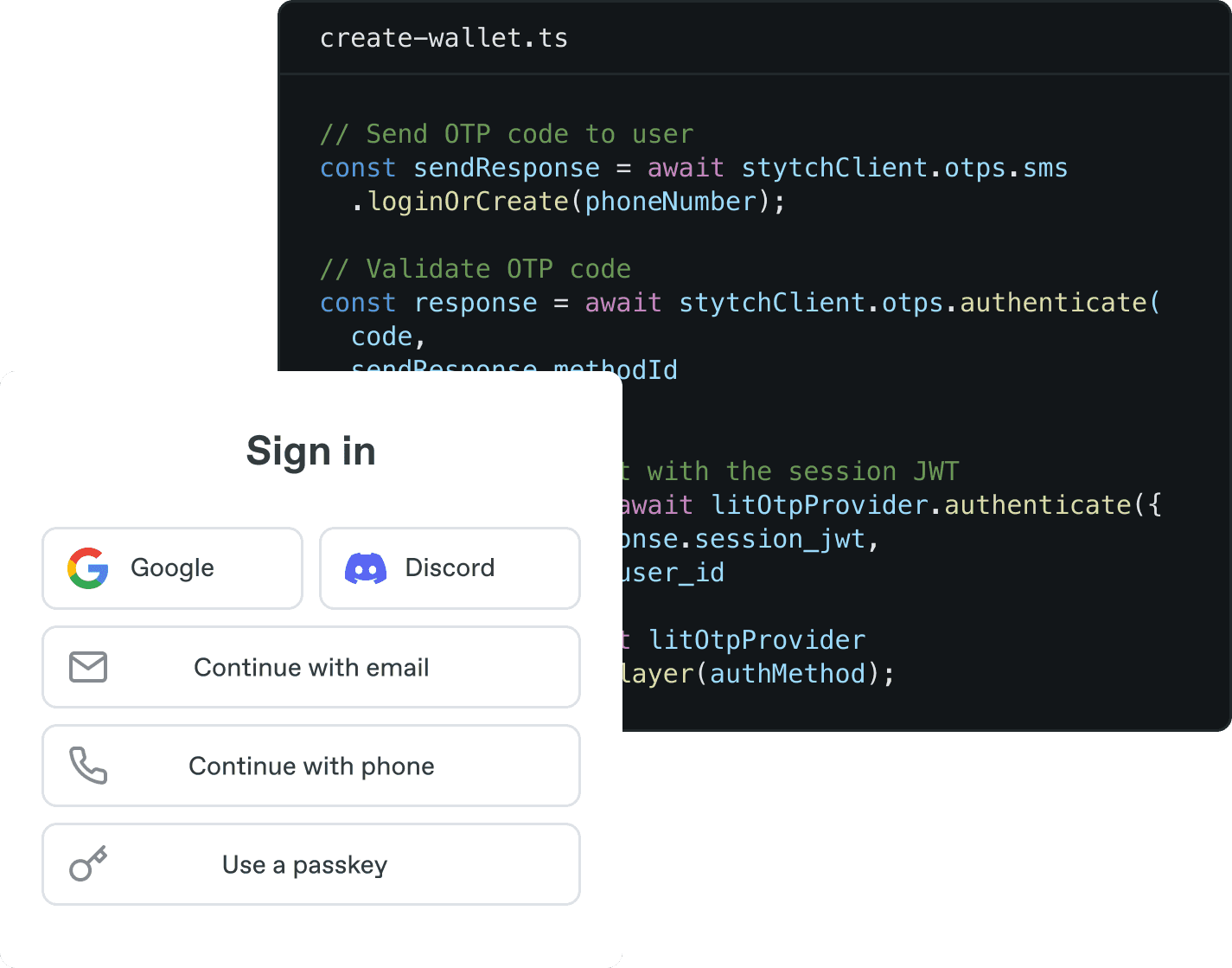 Sign in modal with multiple authentication options